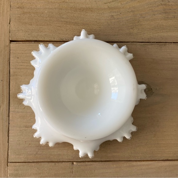 Fenton Round Compote Silver Crest Ruffled Edge Bowl Bonbon Bowl USA - Picture 8 of 11